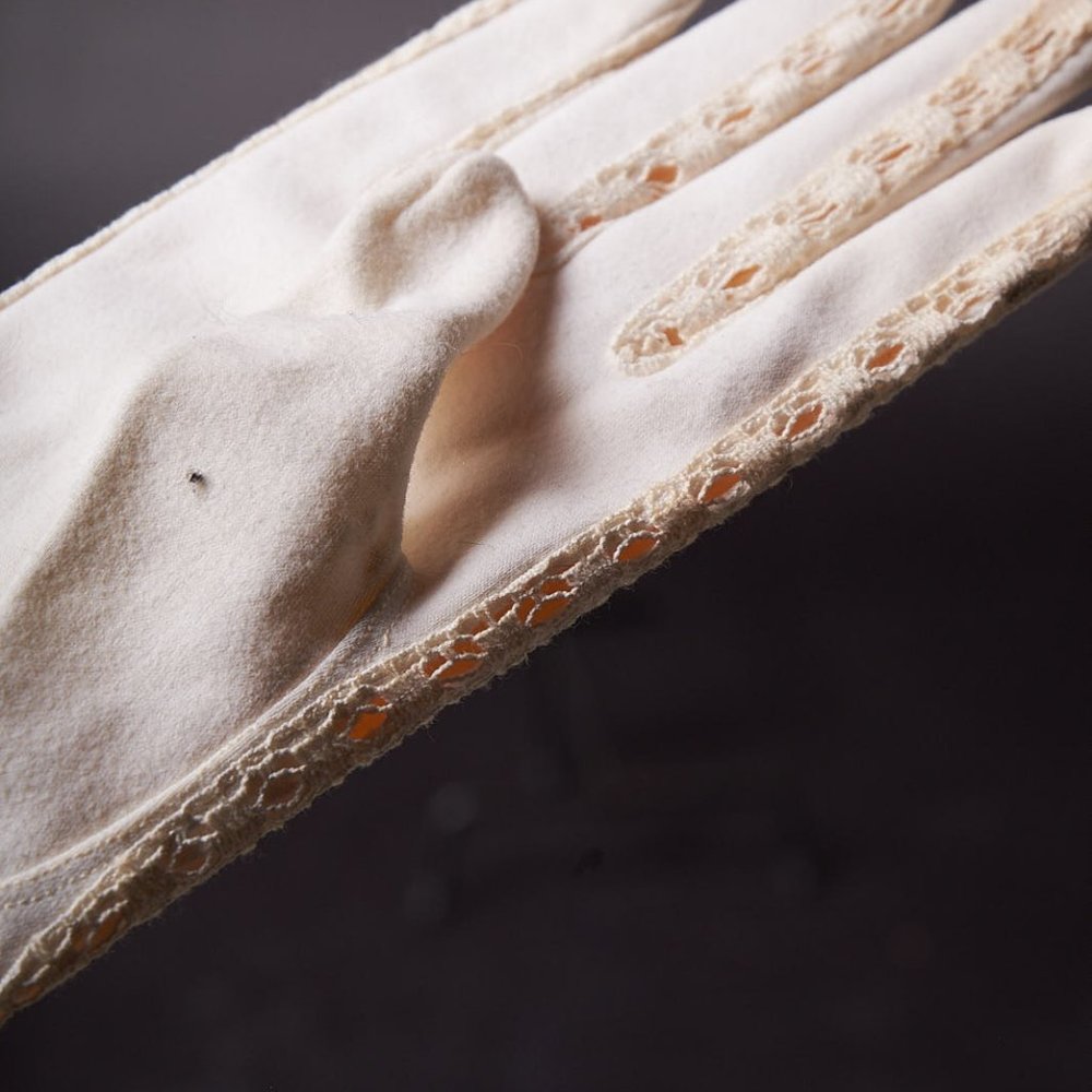 Vintage 1950s Nylon and Lace Kayser White Gloves